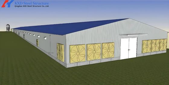 Custom Prefab Layer Chicken House Structures , Automatic Layer Poultry Farm Structure